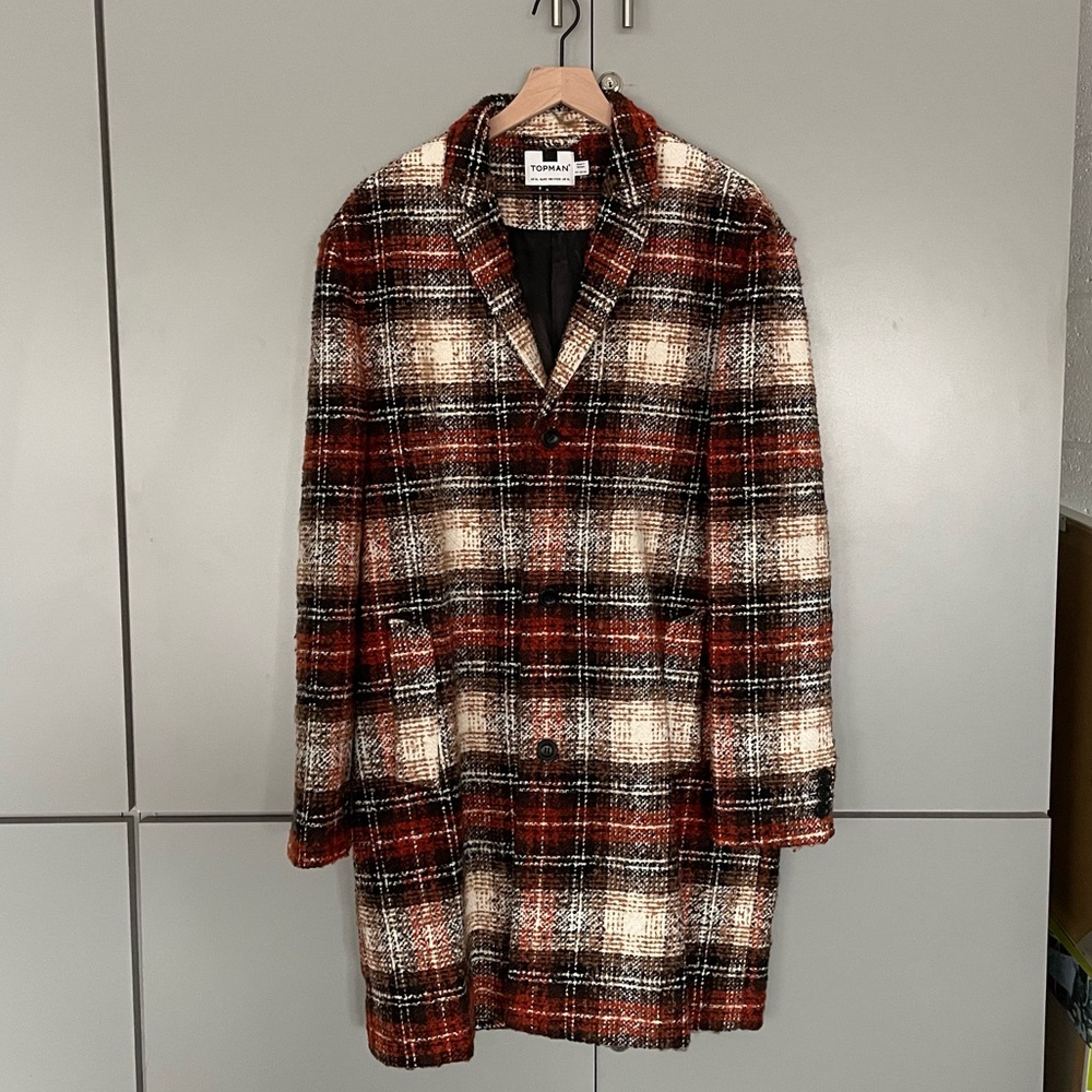 Plaid pea coat from Topman